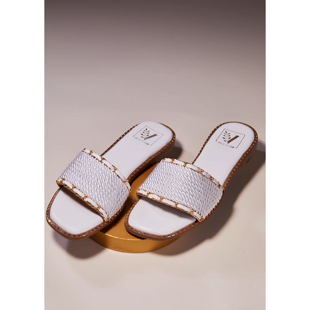 House of Vian Delilah White Open Toe Flats