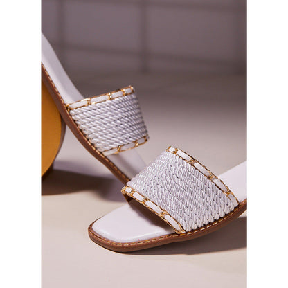 House of Vian Delilah White Open Toe Flats