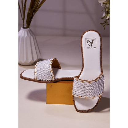 House of Vian Delilah White Open Toe Flats