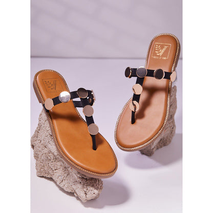 House of Vian Jolene Black T-Strap Flats