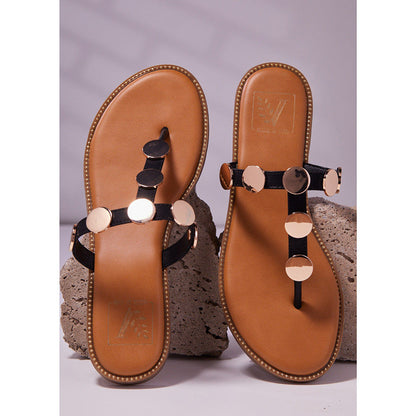 House of Vian Jolene Black T-Strap Flats