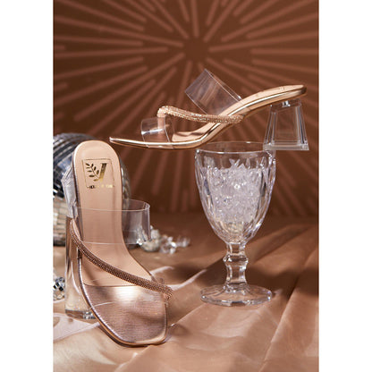House of Vian Grace Rose Gold Block Heels Sandals