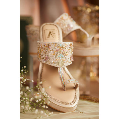 House of Vian Gulzaar Gold Embellished Wedges