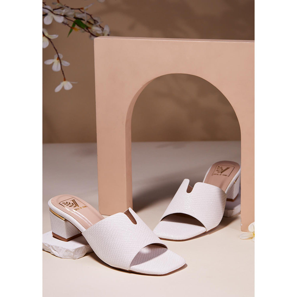 House of Vian Ember White Block Heels Sandals