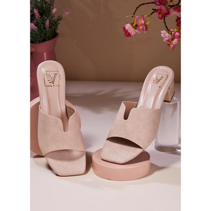 House of Vian Ember Beige Block Heels Sandals