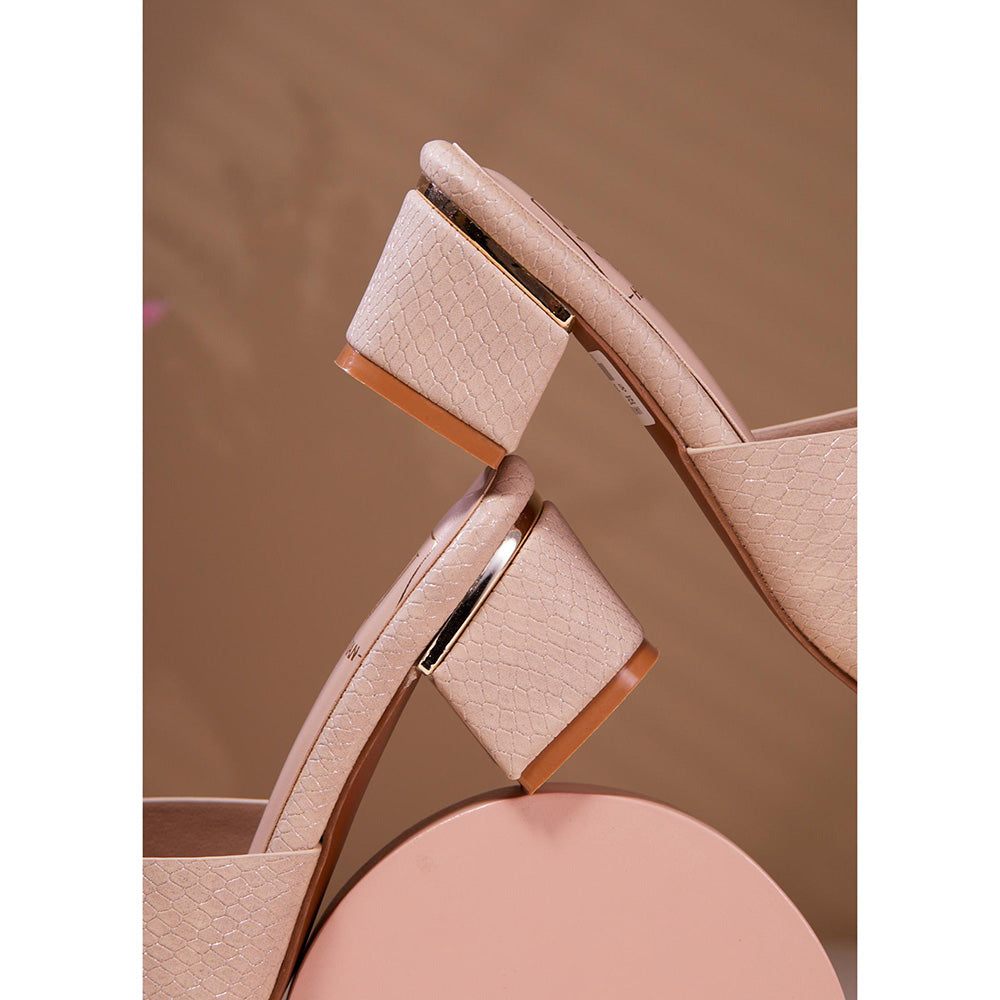 House of Vian Ember Beige Block Heels Sandals