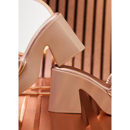 House of Vian Charlotte Gold Block Heels Sandals