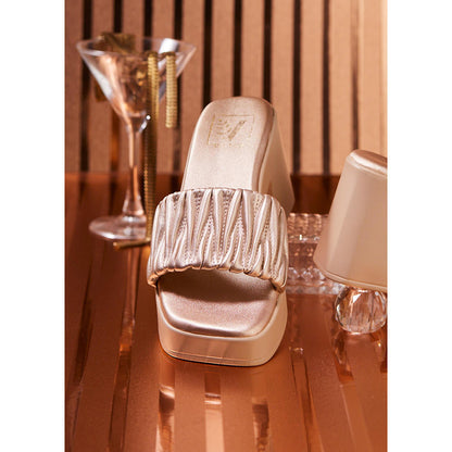 House of Vian Charlotte Gold Block Heels Sandals