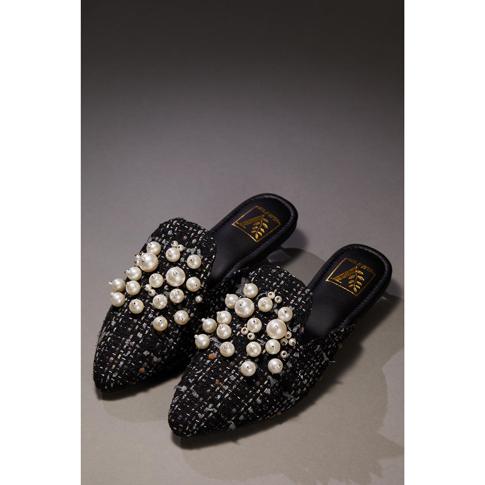House of Vian Pearl Dust Black Mules