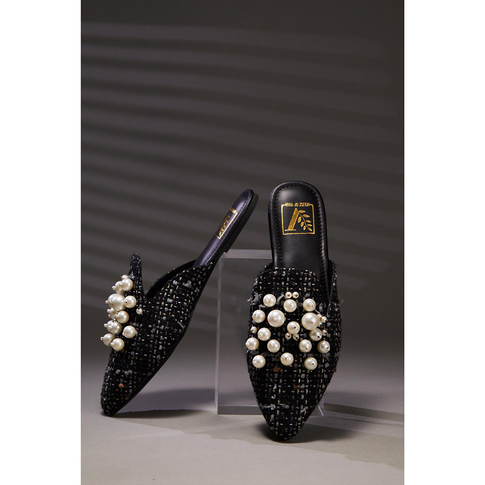 House of Vian Pearl Dust Black Mules