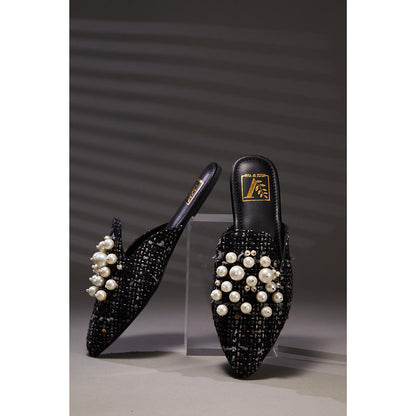House of Vian Pearl Dust Black Mules