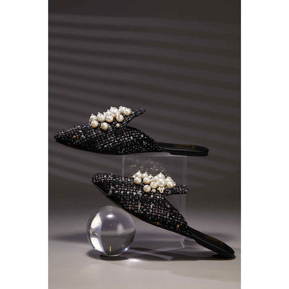 House of Vian Pearl Dust Black Mules