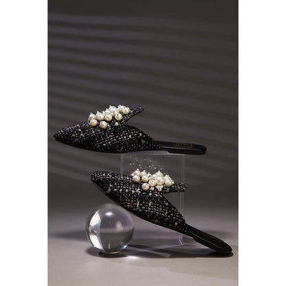House of Vian Pearl Dust Black Mules