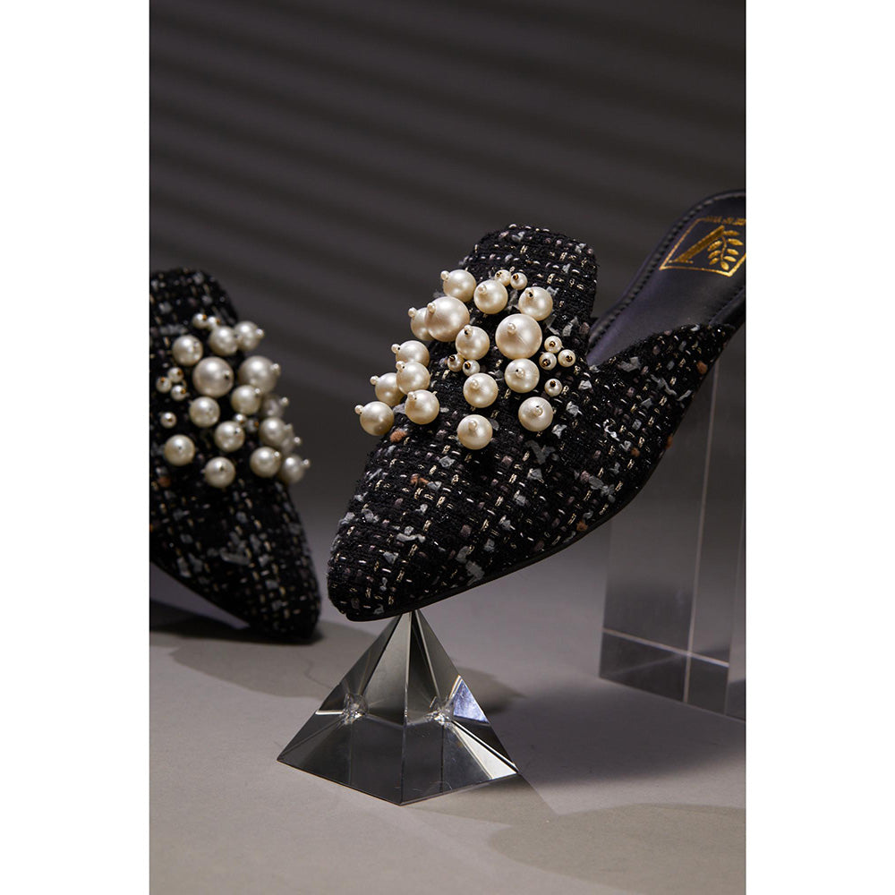 House of Vian Pearl Dust Black Mules