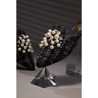 House of Vian Pearl Dust Black Mules