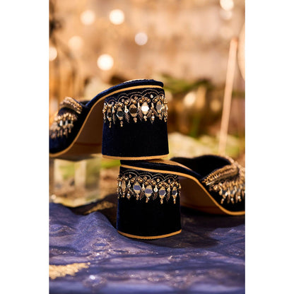 House of Vian Falak Navy Blue Mules
