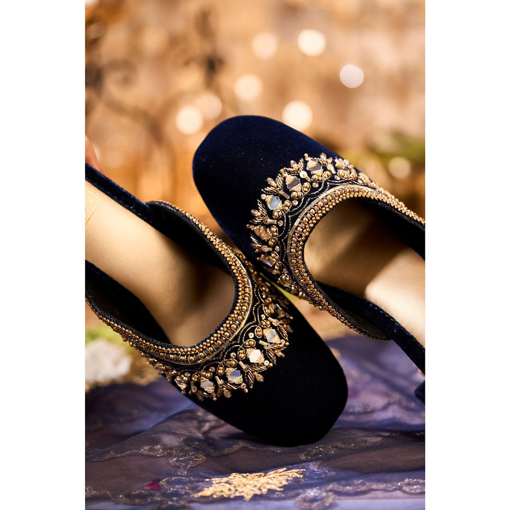 House of Vian Falak Navy Blue Mules
