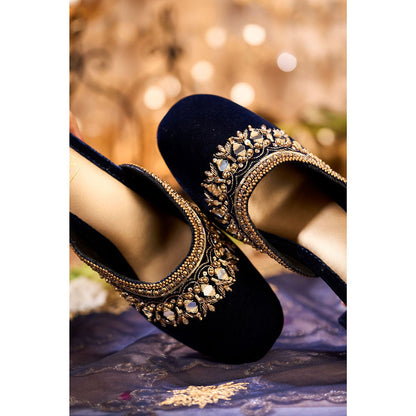 House of Vian Falak Navy Blue Mules