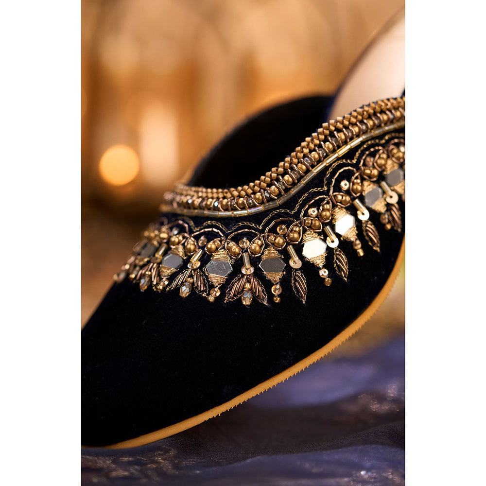 House of Vian Falak Navy Blue Mules