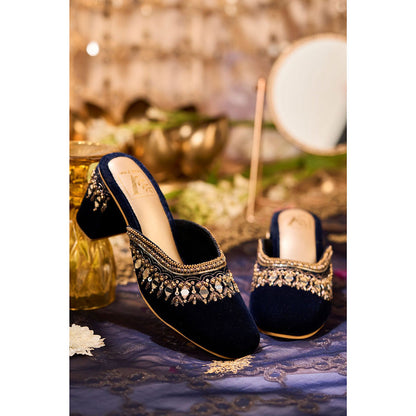 House of Vian Falak Navy Blue Mules