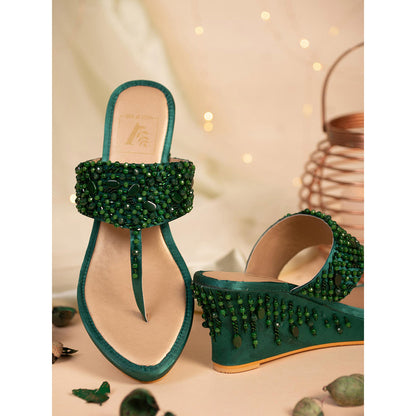 House of Vian Samara Green Wedges
