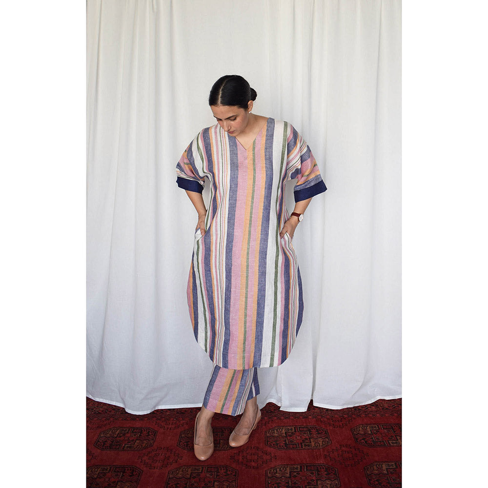 HOUSE OF MOXA Multicolour Striped Linen Co-Ord (Set of 2)