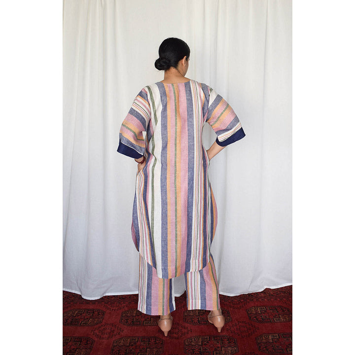 HOUSE OF MOXA Multicolour Striped Linen Co-Ord (Set of 2)