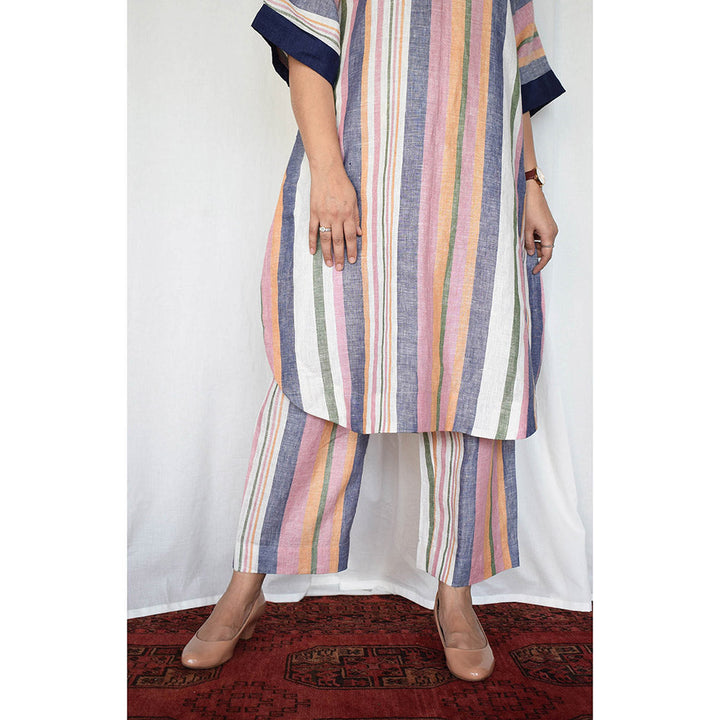 HOUSE OF MOXA Multicolour Striped Linen Co-Ord (Set of 2)