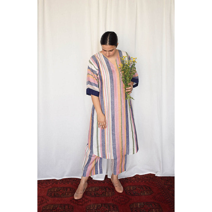 HOUSE OF MOXA Multicolored Striped Wide Legged Linen Pants