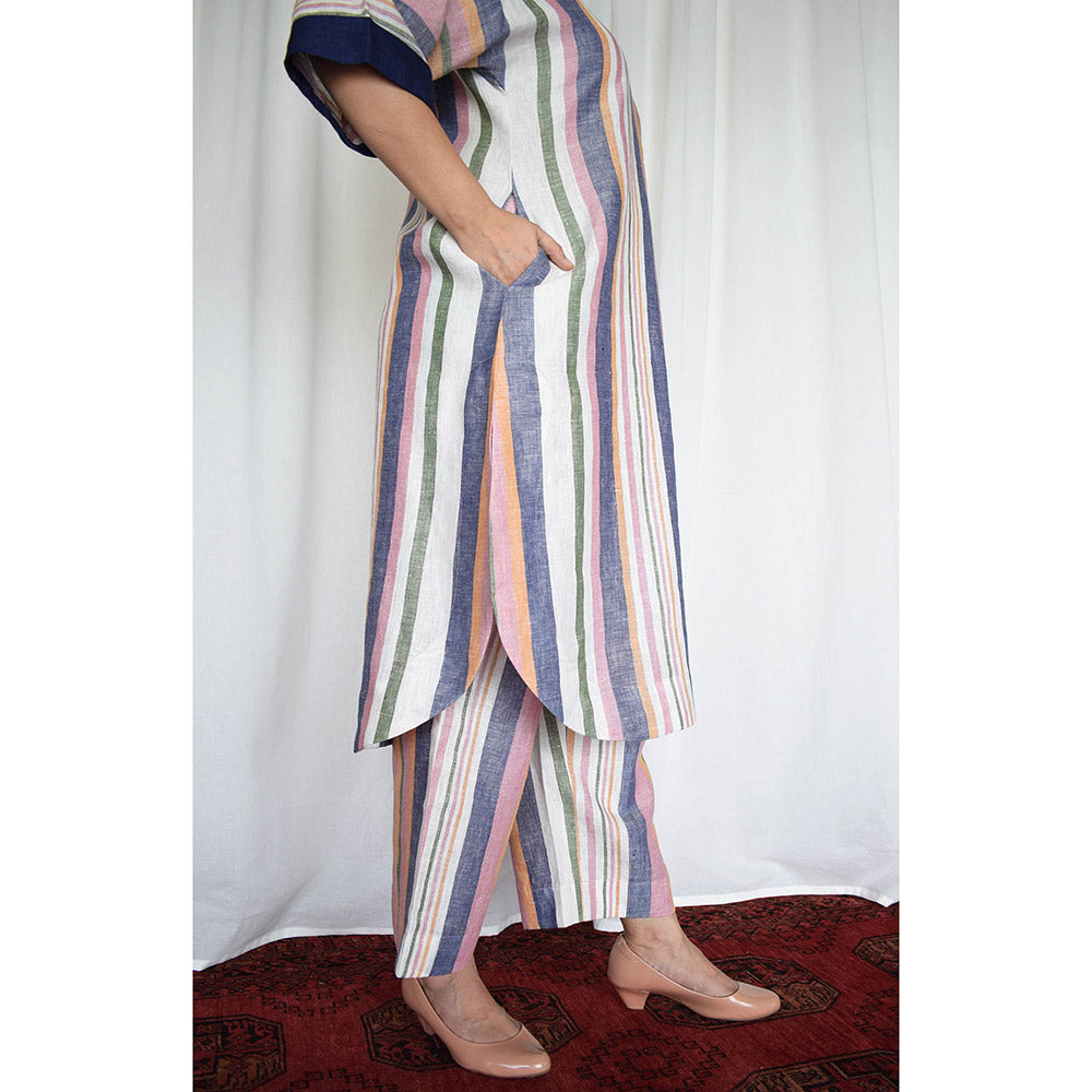 HOUSE OF MOXA Multicolored Striped Wide Legged Linen Pants