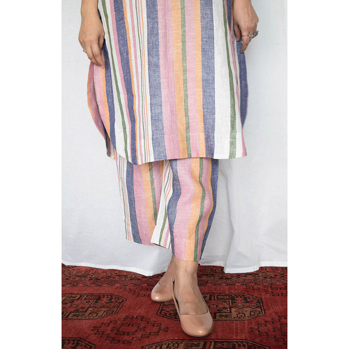 HOUSE OF MOXA Multicolored Striped Wide Legged Linen Pants