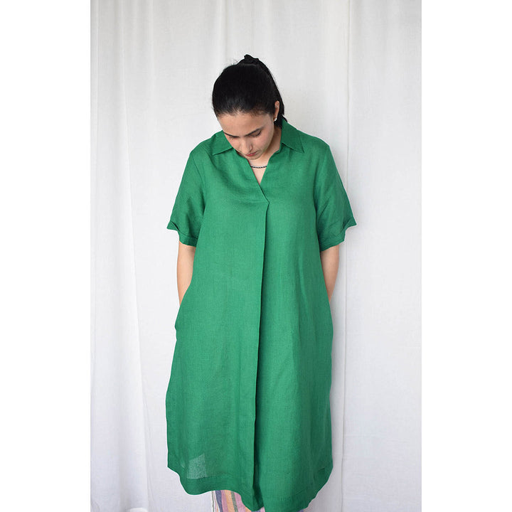 HOUSE OF MOXA Green Linen Kurta