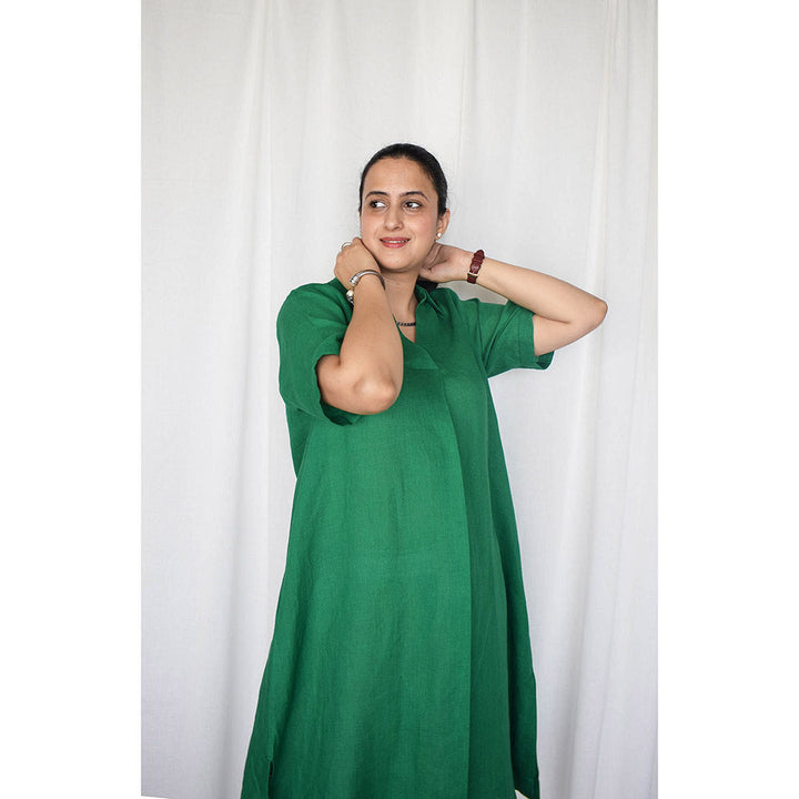 HOUSE OF MOXA Green Linen Kurta