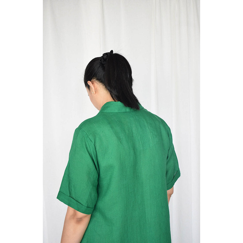 HOUSE OF MOXA Green Linen Kurta