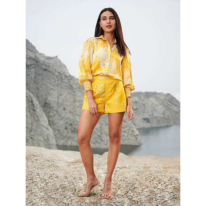 House of Soi Yellow Printed Shirt with Shorts (Set of 2)