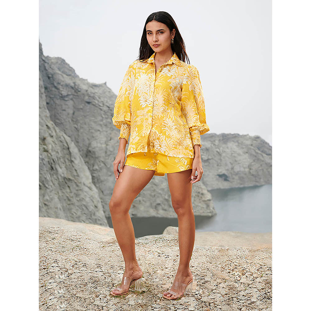 House of Soi Yellow Printed Shirt with Shorts (Set of 2)