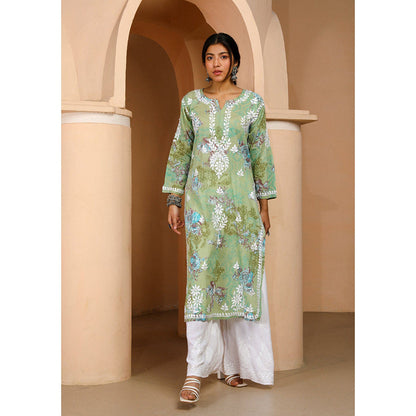 House of Chikankari Eliza Chikankari Mulmul Straight Kurta