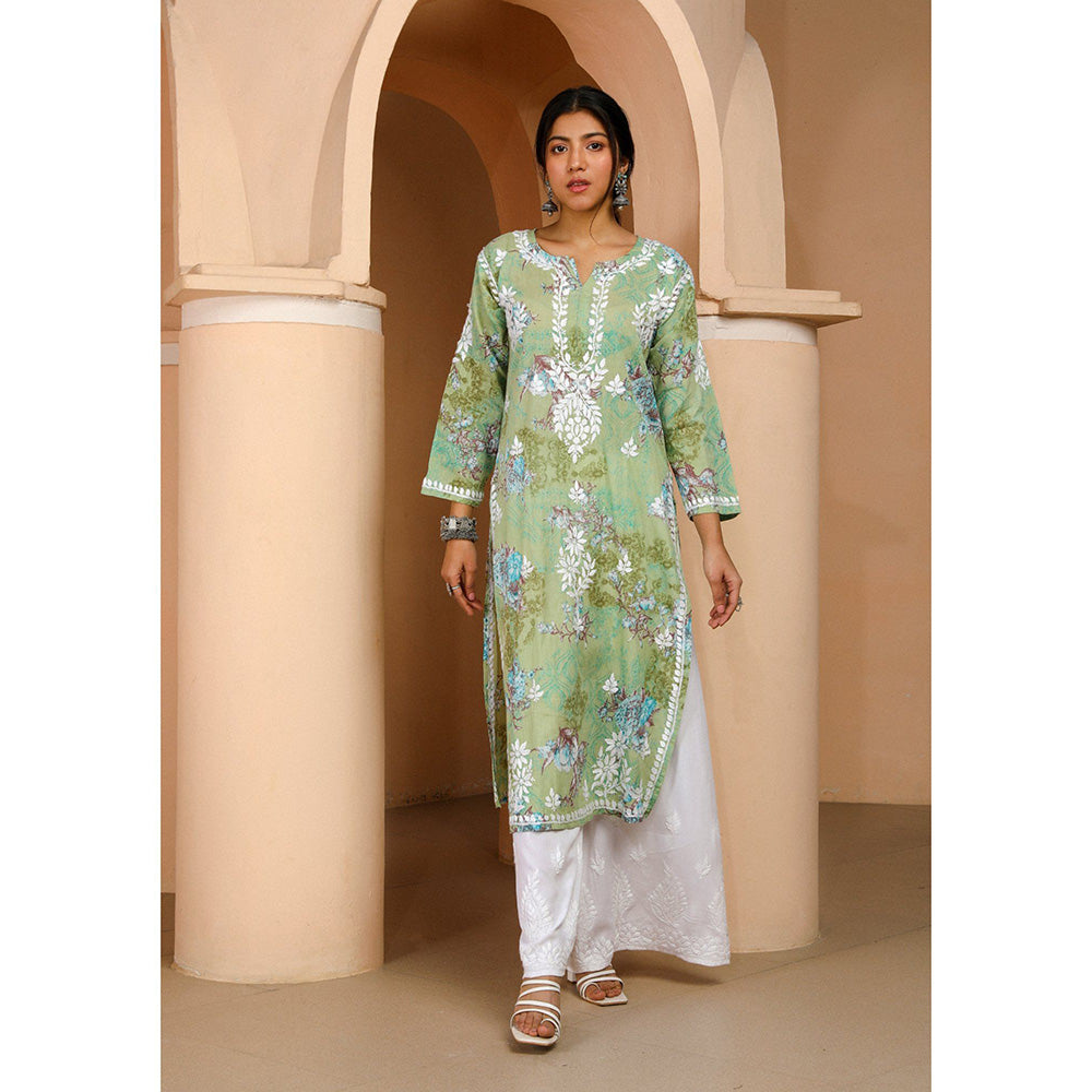 House of Chikankari Eliza Chikankari Mulmul Straight Kurta