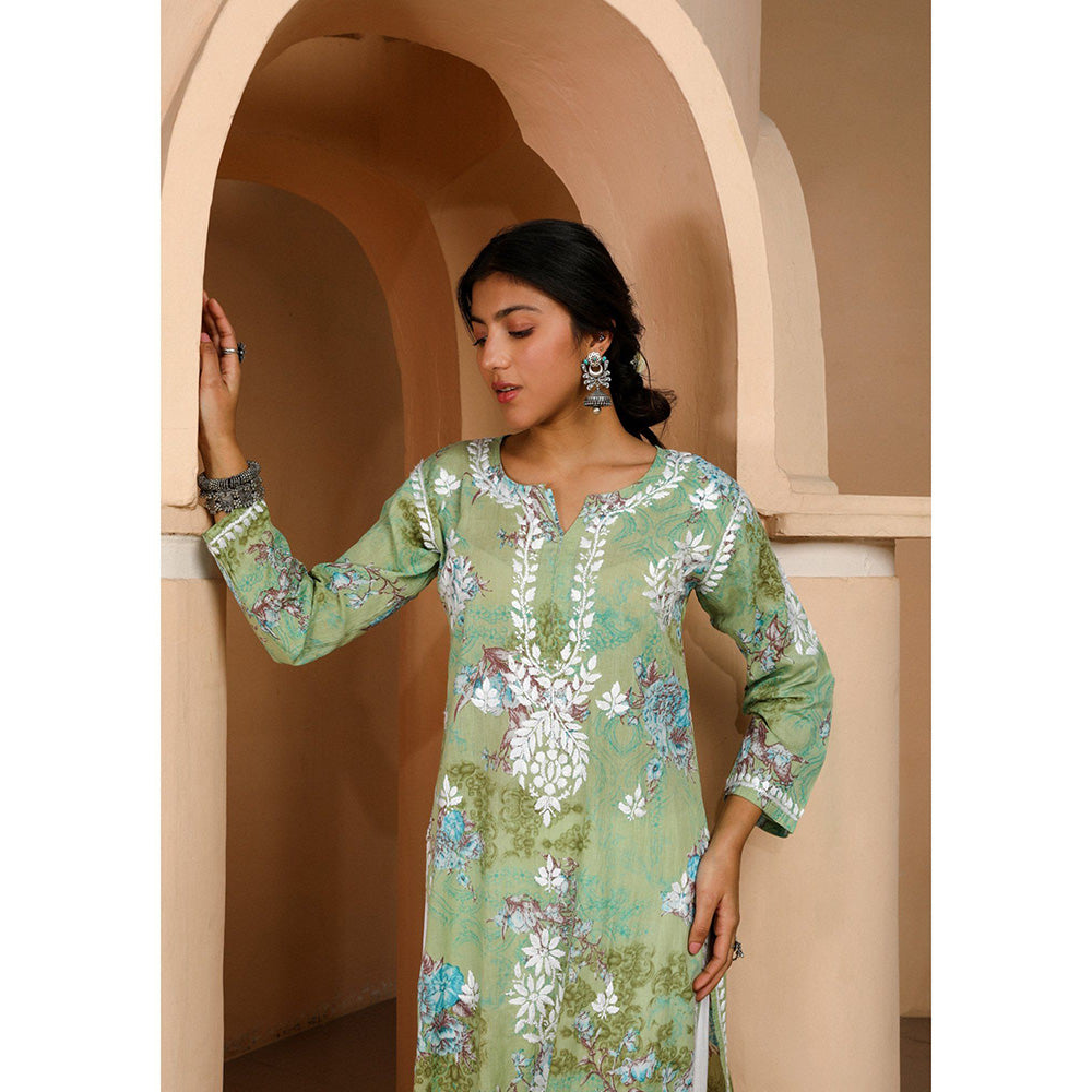 House of Chikankari Eliza Chikankari Mulmul Straight Kurta