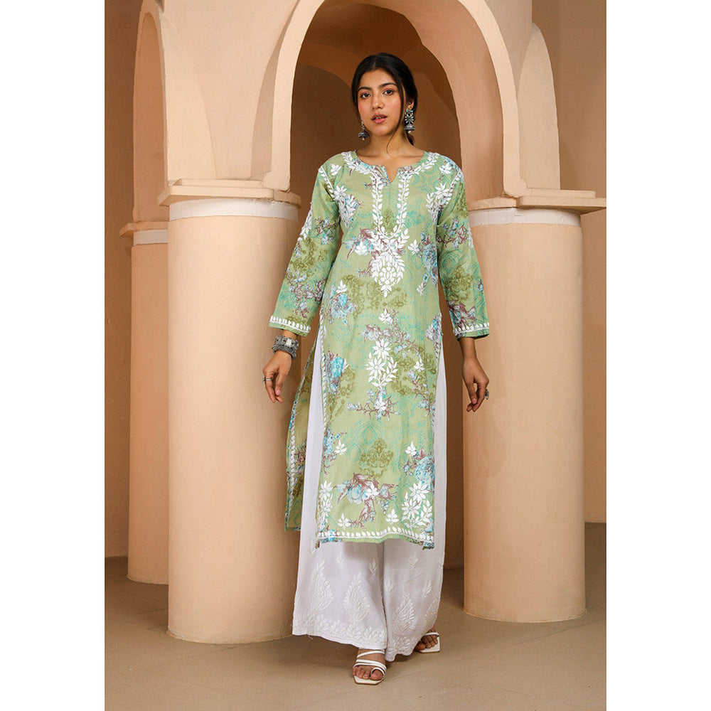 House of Chikankari Eliza Chikankari Mulmul Straight Kurta