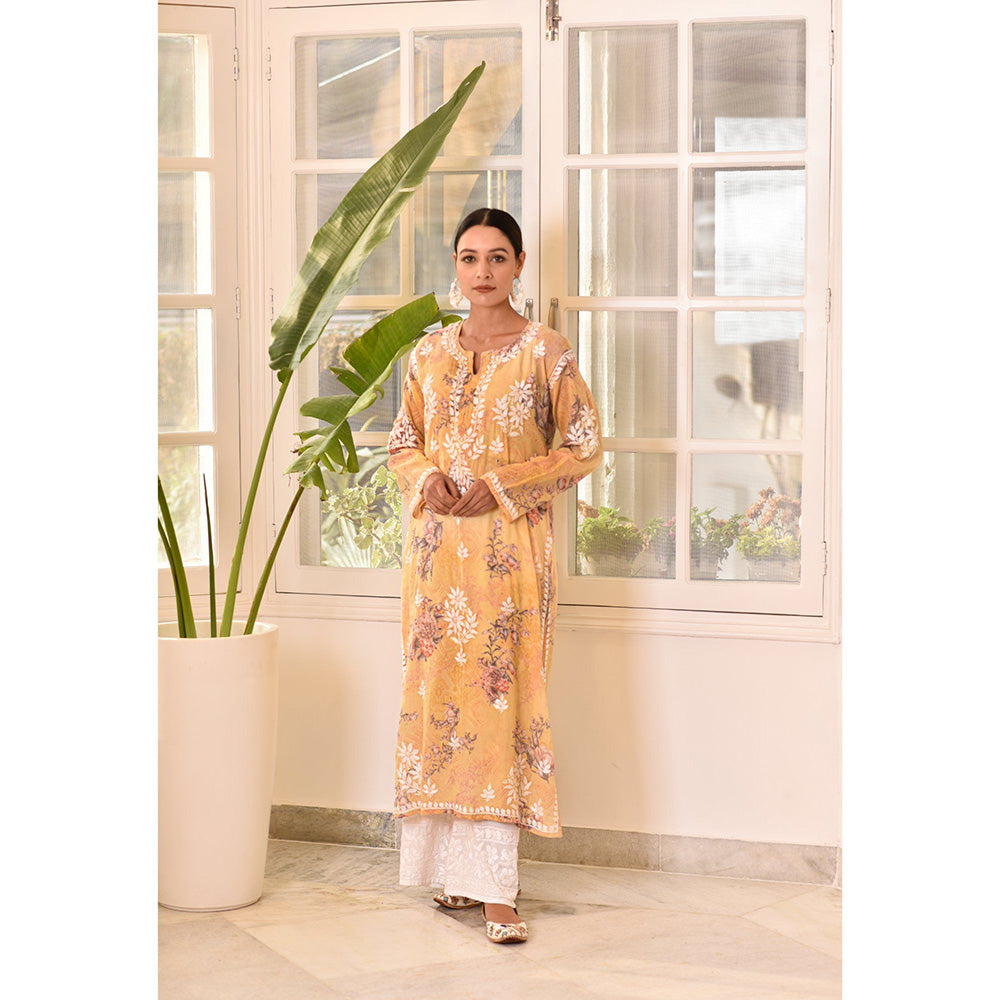 House of Chikankari Eliza Chikankari Mulmul Straight Kurta