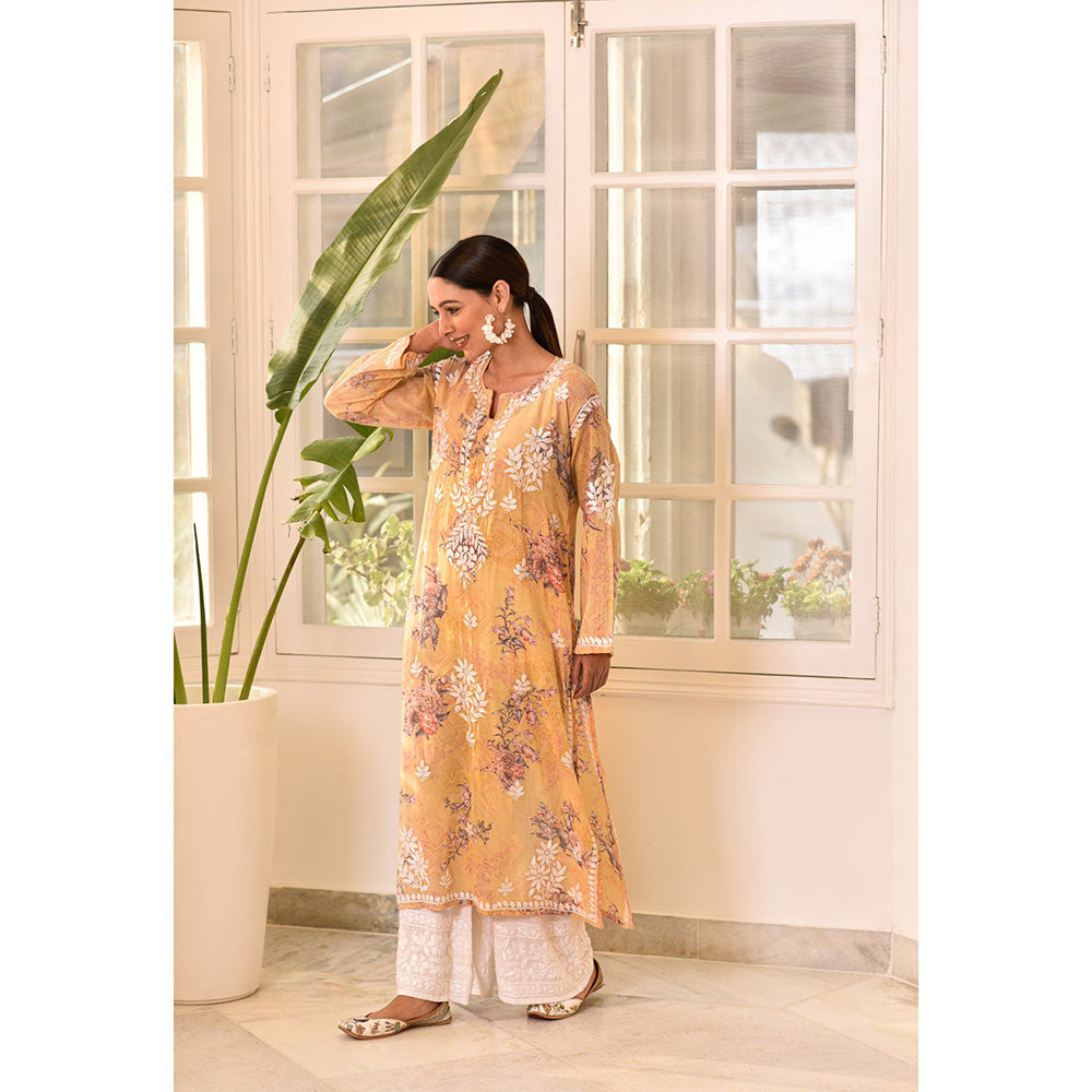 House of Chikankari Eliza Chikankari Mulmul Straight Kurta