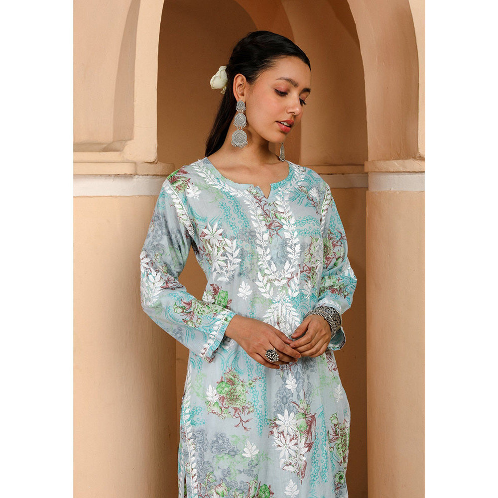 House of Chikankari Eliza Chikankari Mulmul Straight Kurta