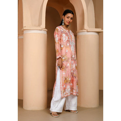 House of Chikankari Eliza Chikankari Mulmul Straight Kurta