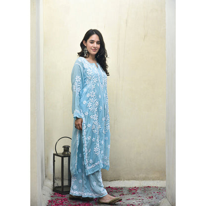 House of Chikankari Malak Chikankari Modal Straight Kurta and Palazzo (Set of 2)