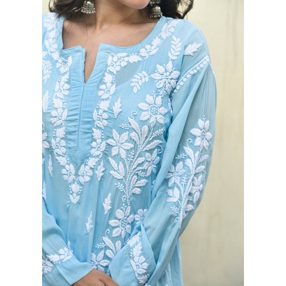 House of Chikankari Malak Chikankari Modal Straight Kurta and Palazzo (Set of 2)
