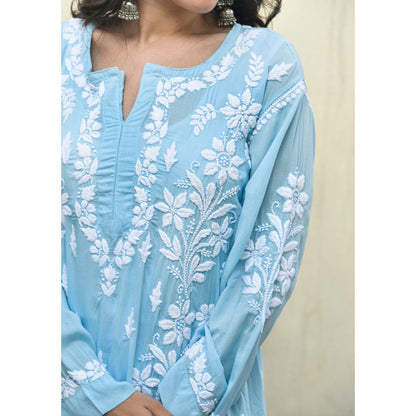 House of Chikankari Malak Chikankari Modal Straight Kurta and Palazzo (Set of 2)