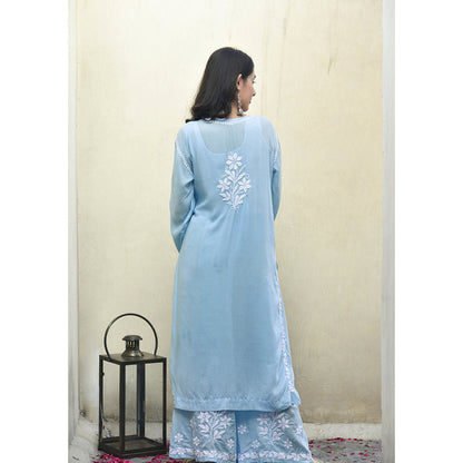 House of Chikankari Malak Chikankari Modal Straight Kurta and Palazzo (Set of 2)
