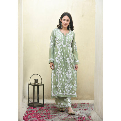 House of Chikankari Malak Chikankari Modal Straight Kurta and Palazzo (Set of 2)