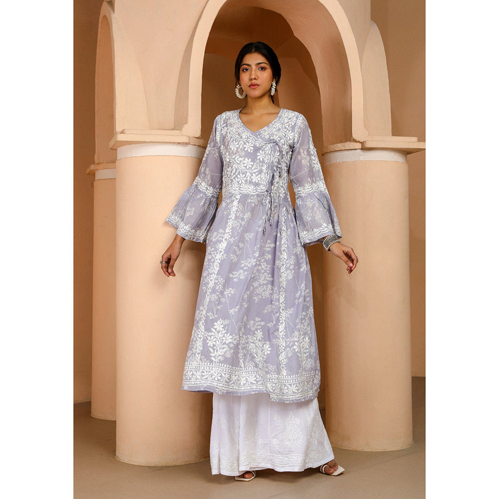 House of Chikankari Zainab Chikankari Mulmul Angrakha Kurta